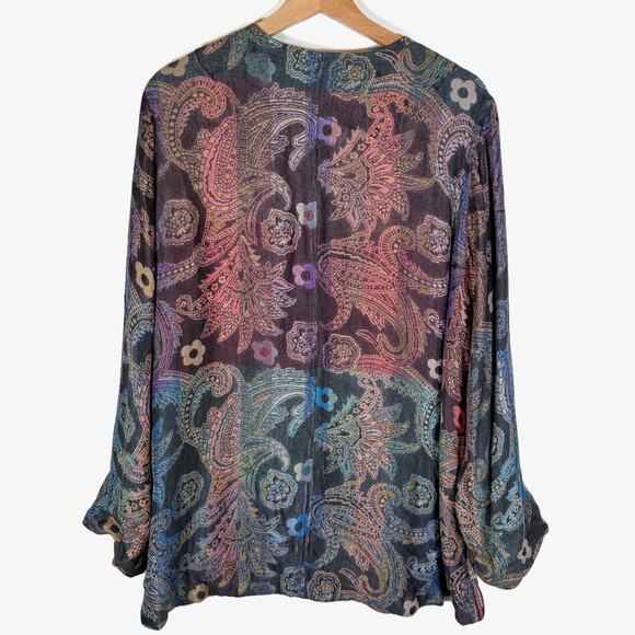 Soft Surroundings Paloma Relaxed Jacket Women’s 1X Vintage Paisley Boho Kimono - Picture 3 of 11
